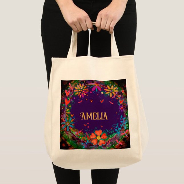 Cheerful Purple Floral Inspirivity Tote Bag (Creator Uploaded)