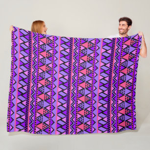 Cheerful Purple Geometrics Fleece Blanket
