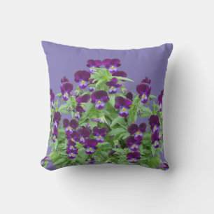 Cheerful Purple Viola Flowers Patio Outdoor Pillow