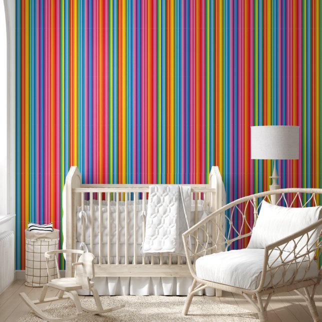 Cheerful Rainbow Stripes Wallpaper (Kids)