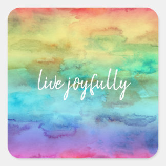 Cheerful Rainbow Watercolor Planner Square Sticker