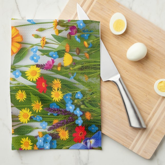 Cheerful Rainbow Wildflower Spring Spectrum Joy Kitchen Towel (Quarter Fold)
