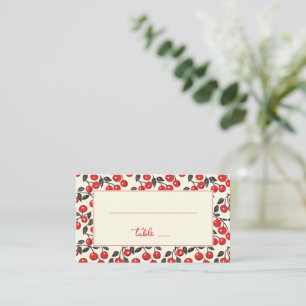 Cheerful Red Cherry Digital Illustration Place Card