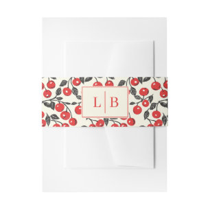 Cheerful Red Cherry Illustration Invitation Belly Band