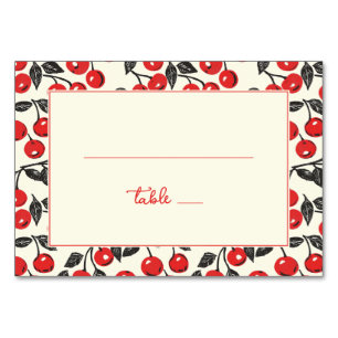 Cheerful Red Cherry Vintage Border Table Number