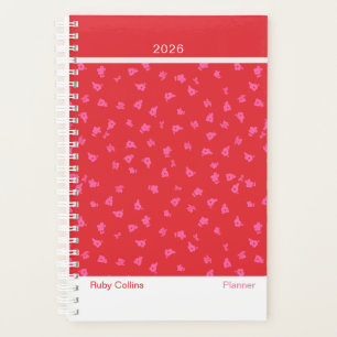 Cheerful Red Floral Modern Planner