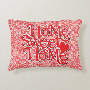 Cheerful Red Home Sweet Home Throw Pillow