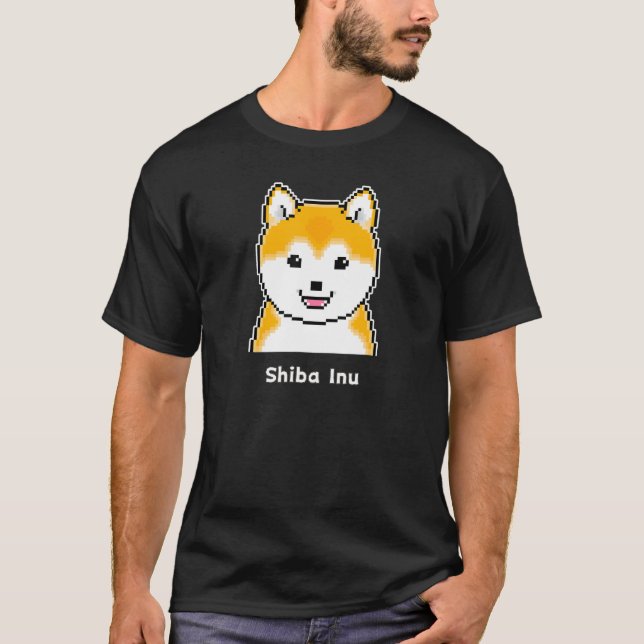 Cheerful Round-Faced Shiba Inu Pixel Art T-Shirt (Front)