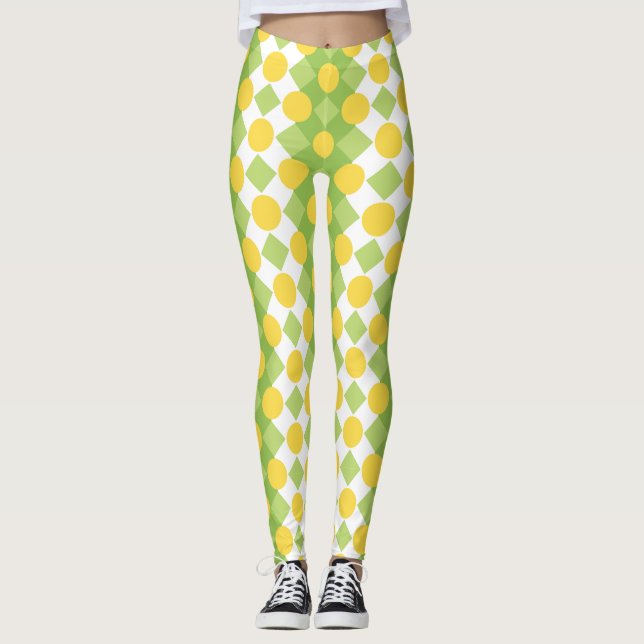 Cheerful Rows of Shapes Pattern Leggings (Front)
