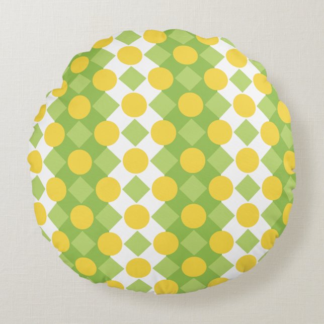 Cheerful Rows of Shapes Pattern Round Pillow (Front)