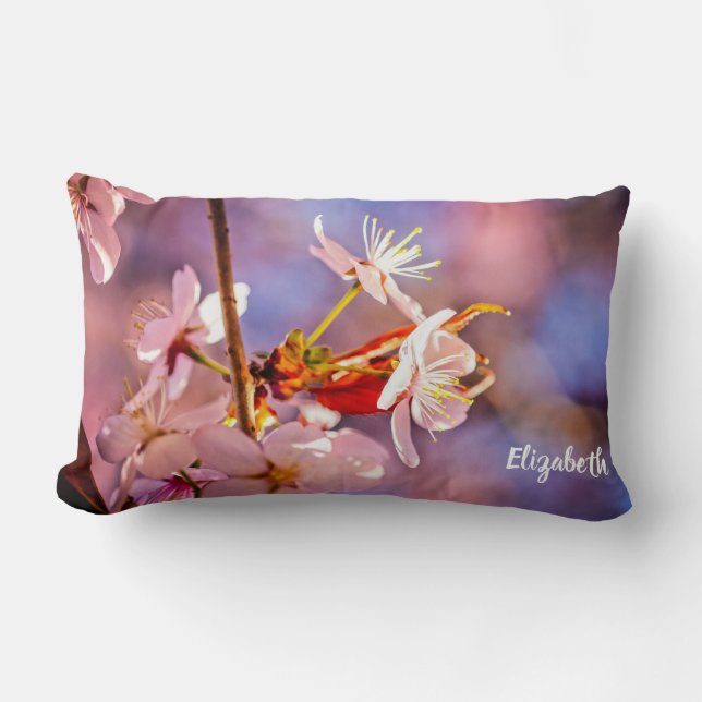 Cheerful Sakura Flowers Lumbar Pillow (Front)