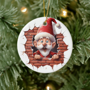 Cheerful Santa - 3D Ceramic Ornament