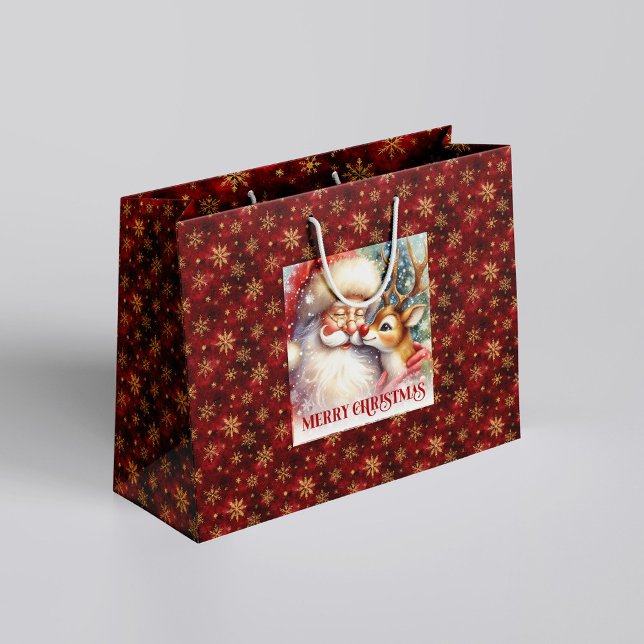 Cheerful Santa and Red Nose Rudolph Christmas Bag (Cheerful Santa and Red Nose Rudolph Christmas Bag)