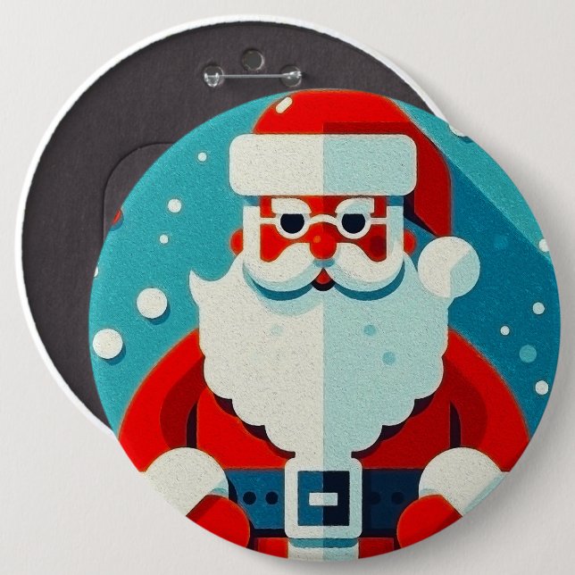 Cheerful Santa Claus 6 Inch Round Button (Front & Back)