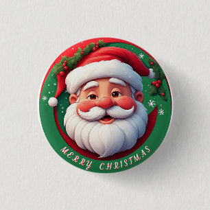 Cheerful Santa Claus Cartoon Portrait 1 Inch Round Button