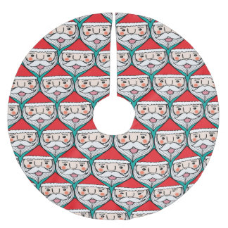 Cheerful Santa Claus Christmas Pattern Brushed Polyester Tree Skirt