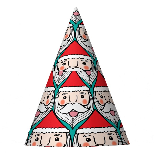 Cheerful Santa Claus Christmas Pattern Party Hat (Front)