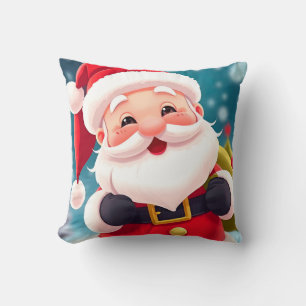 Cheerful Santa Claus Illustration Celebrating Throw Pillow