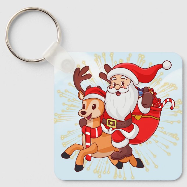 Cheerful Santa Claus – Perfect Christmas G Keychain (Front)