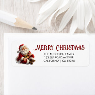 Cheerful Santa Claus Sitting Return Address