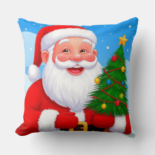 Cheerful Santa Claus Throw Pillow