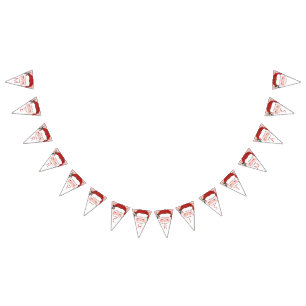Cheerful Santa Face Christmas Bunting Flags
