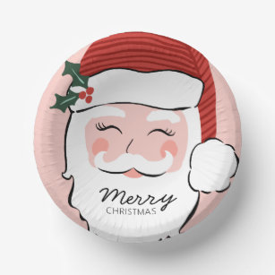 Cheerful Santa Face   Merry Christmas Paper Plate