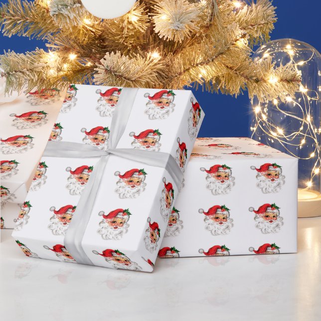 Cheerful Santa face wrapping paper (Holidays)
