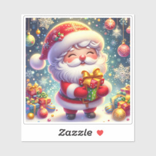 Cheerful Santa Holding a Gift in a Festive Setting