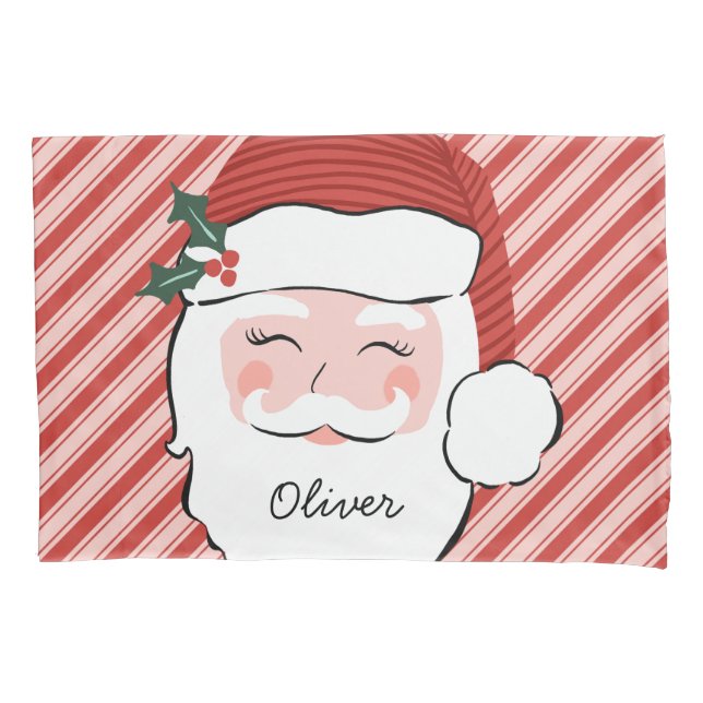 Cheerful Santa Personalized Christmas  Pillowcase (Front)