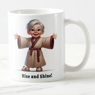 Cheerful Senior Citizen in a Cozy Robe Coffee Mug
