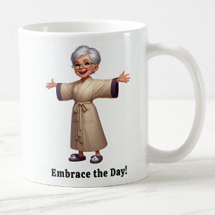 Cheerful Senior Citizen in a Cozy Robe Coffee Mug