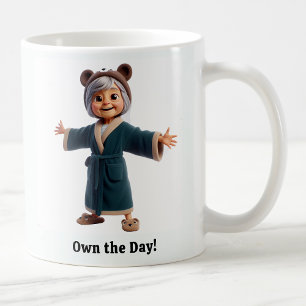 Cheerful Senior Citizen in a Cozy Robe Coffee Mug