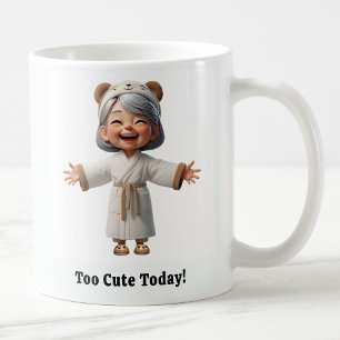 Cheerful Senior Citizen in a Cozy Robe Coffee Mug