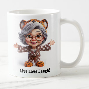 Cheerful Senior Citizen in Cozy Attire Coffee Mug