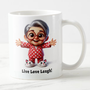 Cheerful Senior Citizen in Cozy Attire Coffee Mug