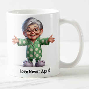 Cheerful Senior Citizen in Cozy Attire Coffee Mug