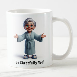 Cheerful Senior Citizen in Cozy Attire Coffee Mug