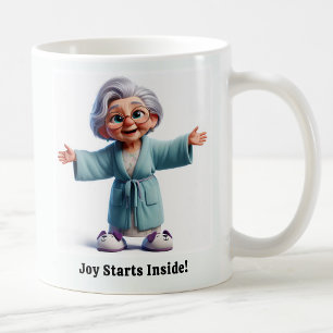 Cheerful Senior Citizen in Cozy Attire Coffee Mug