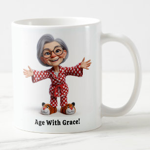 Cheerful Senior Citizen in Cozy Attire Coffee Mug