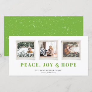 Cheerful Sentiments Snapshot Green Holiday Card