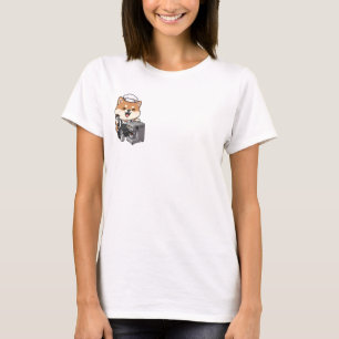 Cheerful Shiba Inu Barista with Espresso Machine T-Shirt