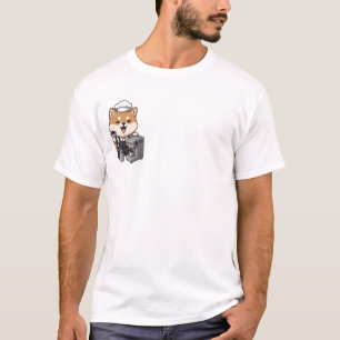 Cheerful Shiba Inu Barista with Espresso Machine T-Shirt