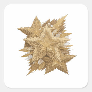 Cheerful Silver GOLDEN STARS Decal Art Square Sticker