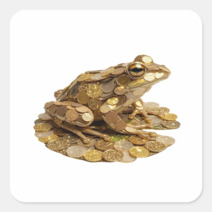 Cheerful Silver MONEY BAGGED FROG Decal Design Square Sticker
