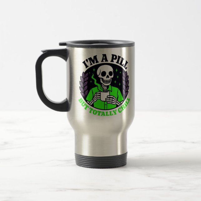 Cheerful Skeleton in Neon Green mug (Left)
