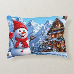 Cheerful Snowman Accent Pillow