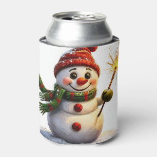 Cheerful Snowman Can Cooler