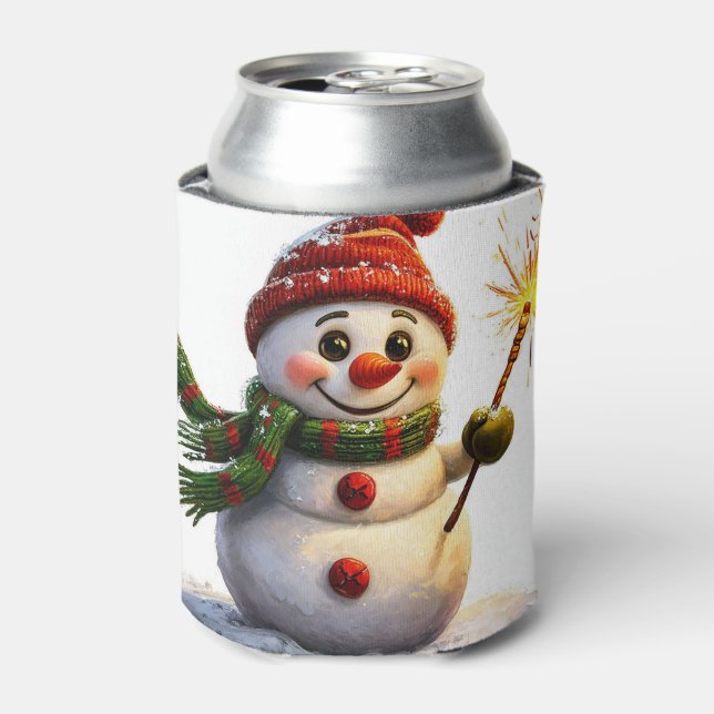 Cheerful Snowman Can Cooler (Can Front)