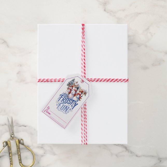 Cheerful snowman Christmas gift tags (With Twine)